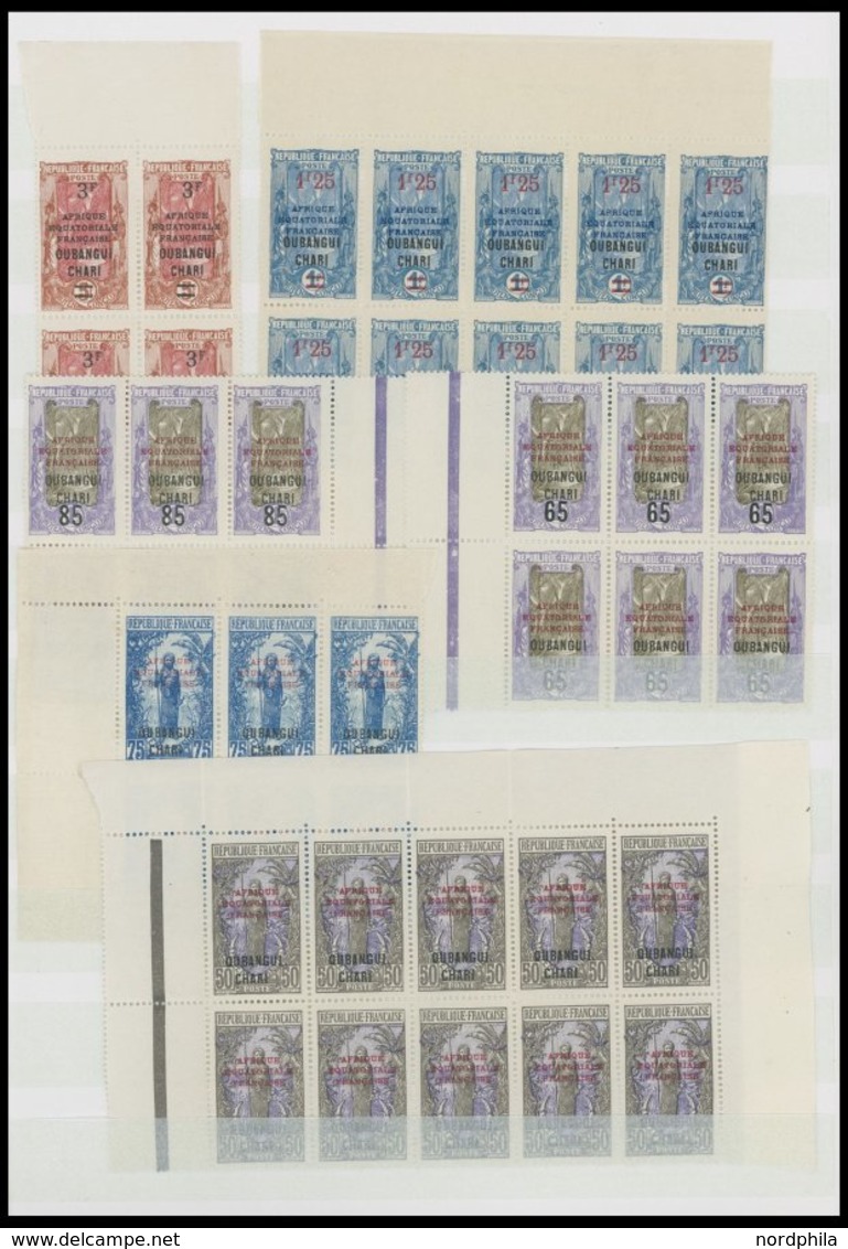 UBANGI **, 1925, Kleine Postfrische Partie Ubangi-Schari In Bogenteilen, Prachterhaltung - Unused Stamps