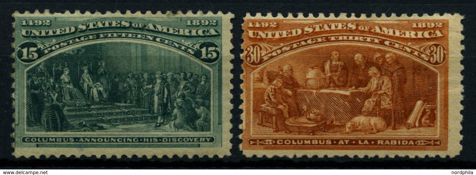 USA 81/2 *, Scott 238/9, 1893, 15 Und 30 C. Columbus-Weltausstellung, Falzreste, Etwas Dezentriert, 2 Werte Kleine Mänge - Used Stamps