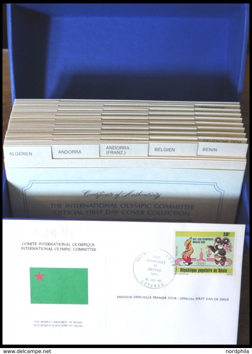 SPORT 1980, Die Offizielle Sammlung Von Ersttagsbriefen Des Internationalen Olympischen Komitees Im Spezial Karteikasten - Sonstige & Ohne Zuordnung