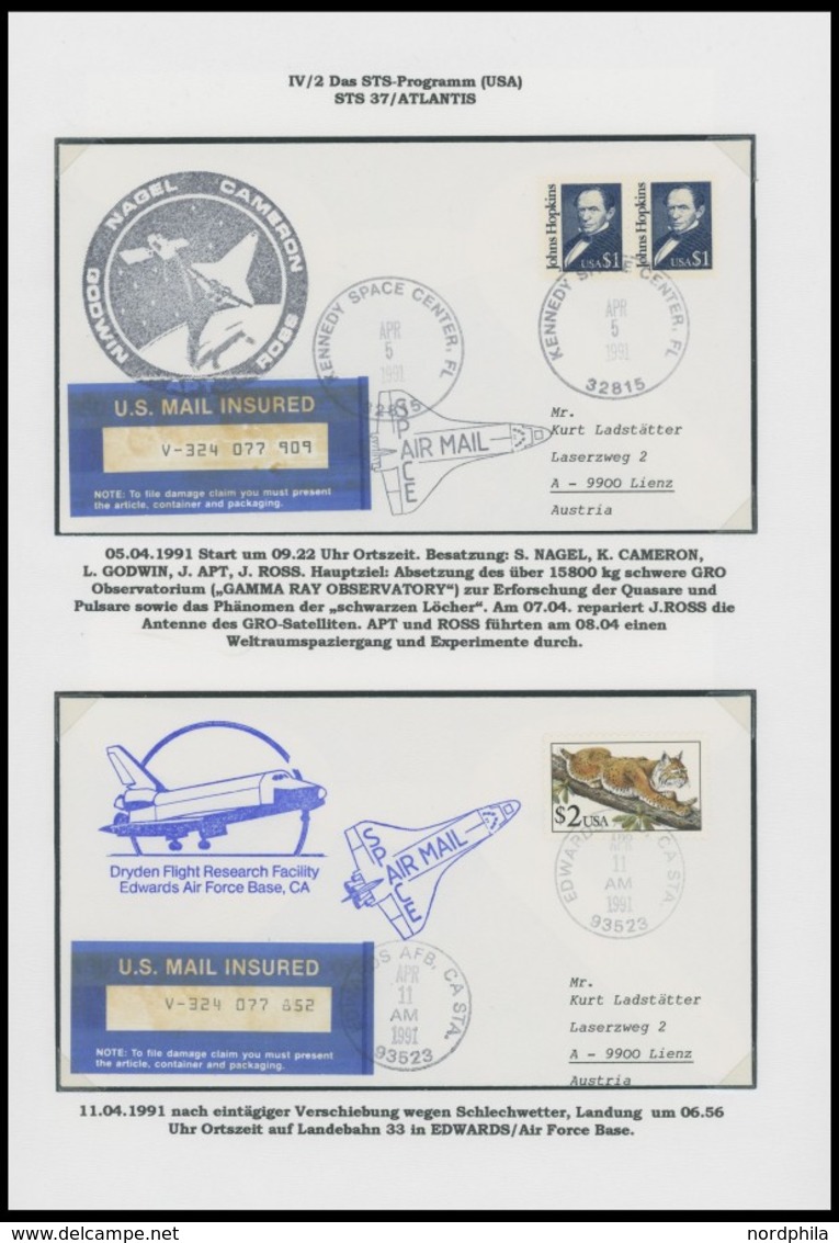 US-FLUGPOST 1981-84, 2003, hochinteressante und informative Spezialsammlung Weltraum: Das STS-Programm (USA), mit 23 ver