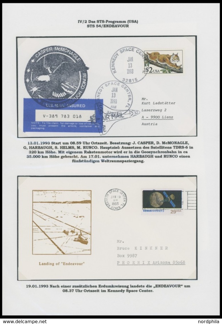 US-FLUGPOST 1981-84, 2003, hochinteressante und informative Spezialsammlung Weltraum: Das STS-Programm (USA), mit 23 ver