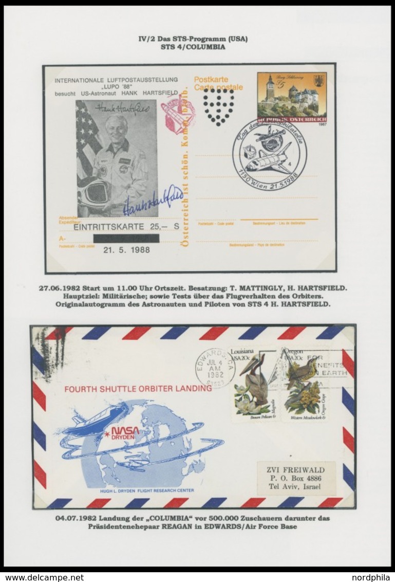 US-FLUGPOST 1981-84, 2003, hochinteressante und informative Spezialsammlung Weltraum: Das STS-Programm (USA), mit 23 ver