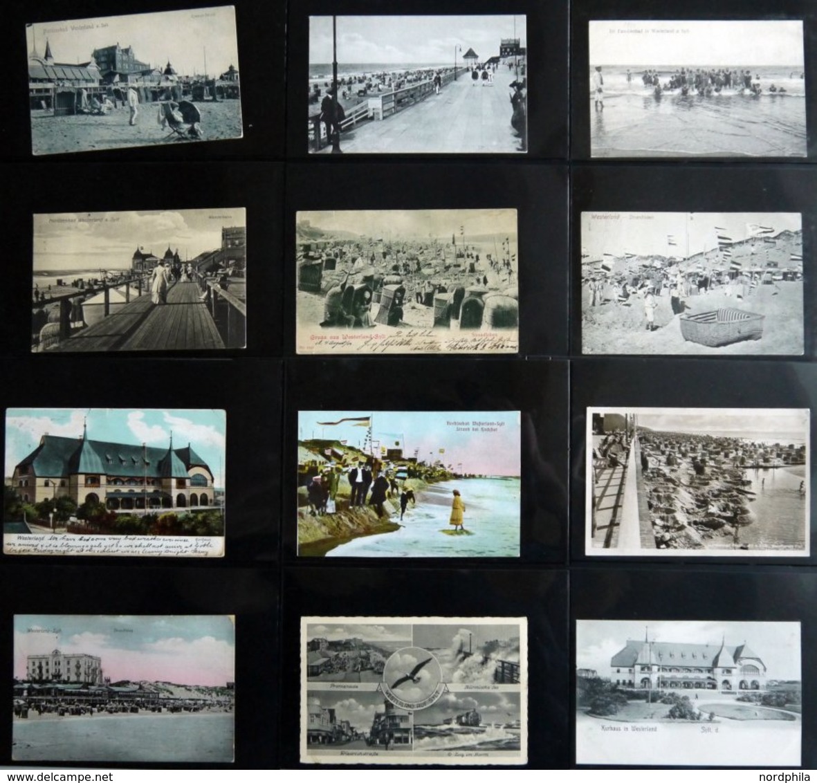 ALTE POSTKARTEN - DEUTSCH SYLT - Westerland, Sammlung von 100 verschiedenen Ansichtskarten im Briefalbum, dabei Gruß aus