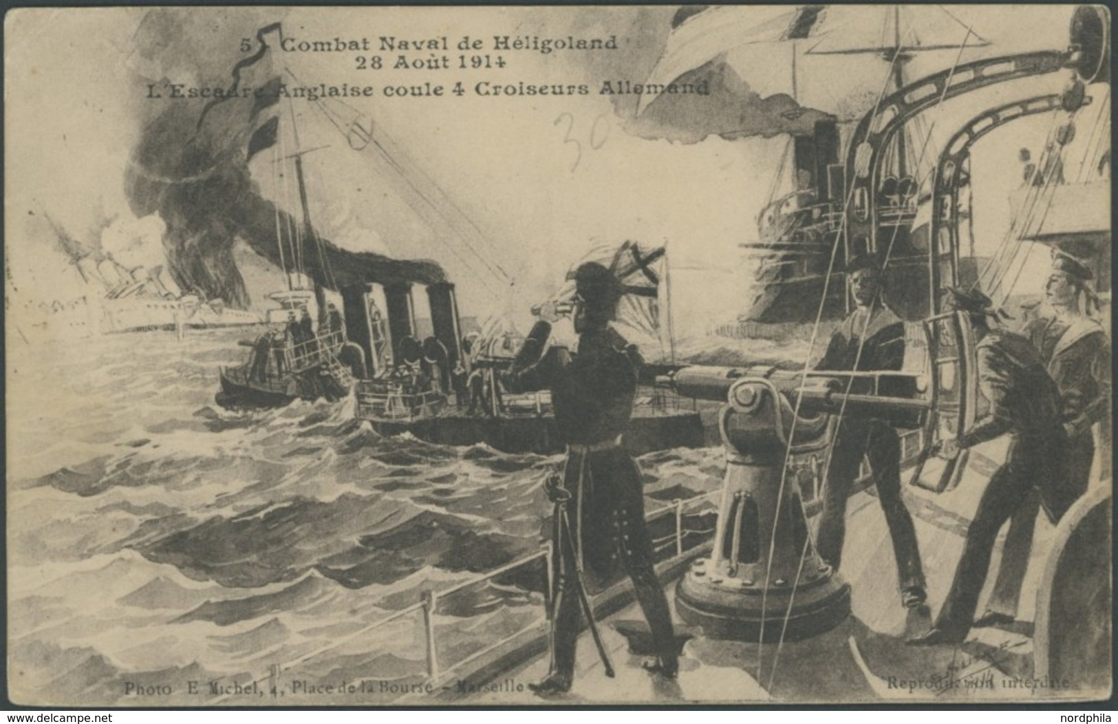 ALTE POSTKARTEN - SCHIFFE KAISERL. MARINE 5. Helgoländer Seeschlacht, Ansichtskarte Aus Frankreich, Pracht - Guerra