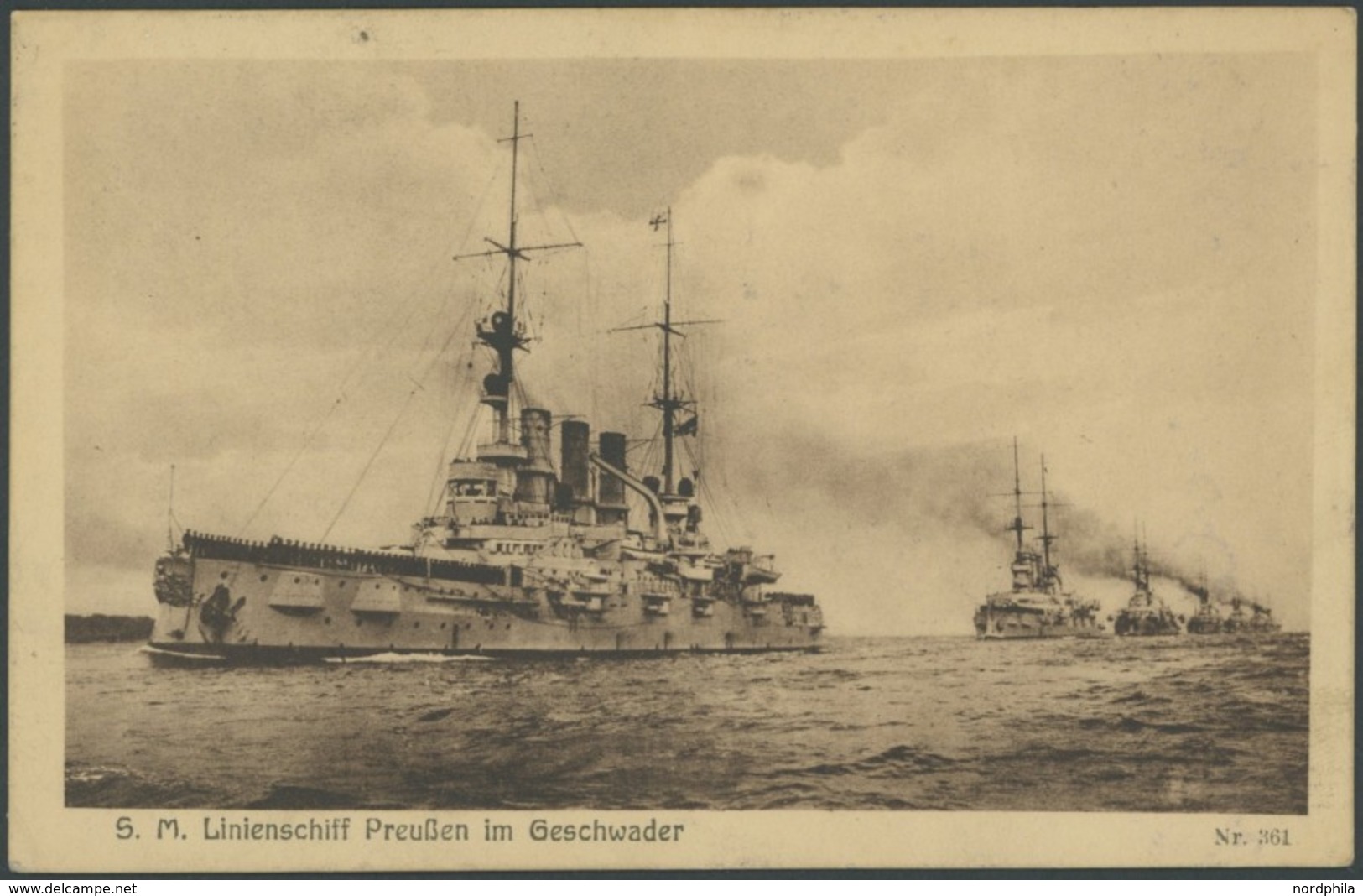 ALTE POSTKARTEN - SCHIFFE KAISERL. MARINE S.M. Linienschiff Preußen Im Geschwader, Feldpostkarte, Pracht - Warships