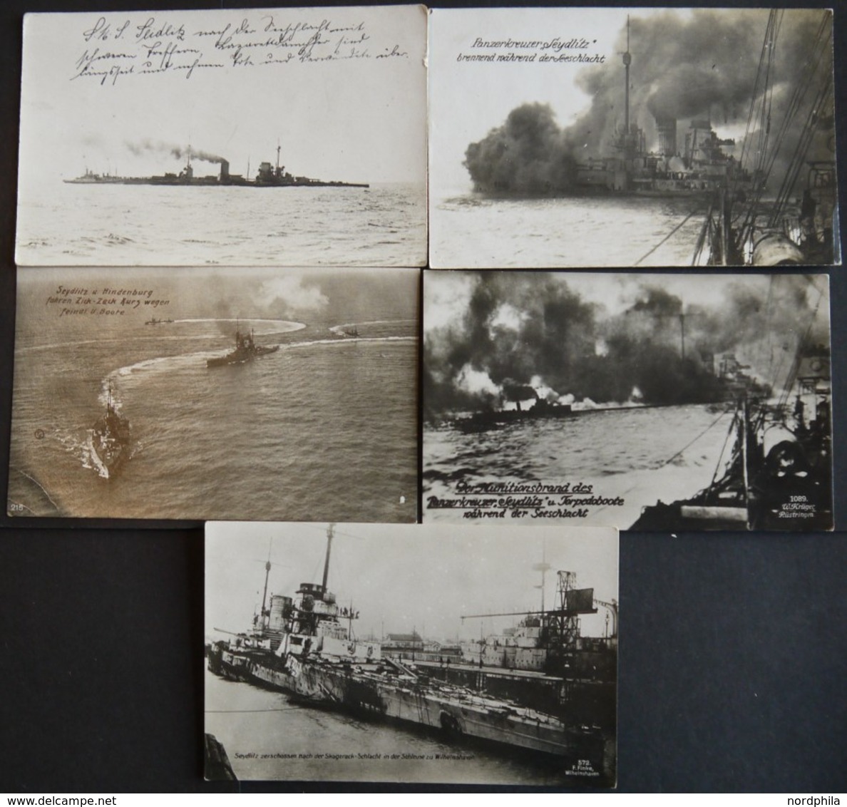 ALTE POSTKARTEN - SCHIFFE KAISERL. MARINE S.M.S. Seydlitz, 5 Verschiedene Fotokarten, Meist Fotos Von Seeschlachten, Pra - Warships