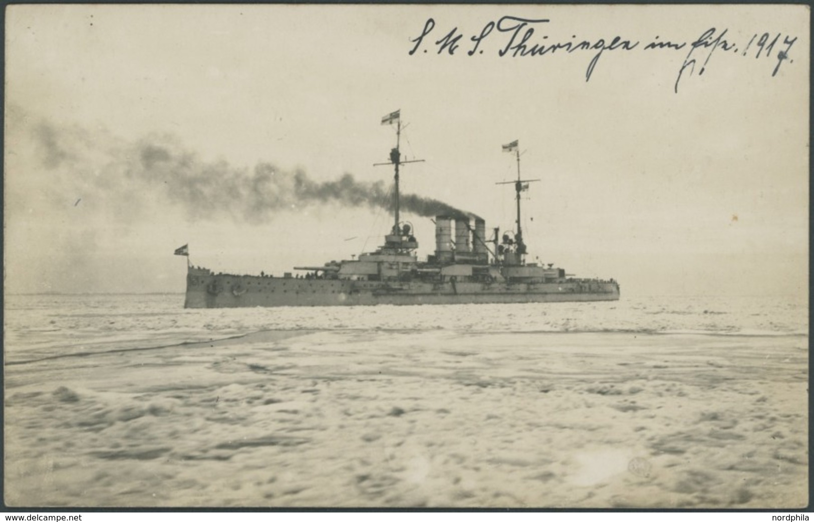 ALTE POSTKARTEN - SCHIFFE KAISERL. MARINE S.M.S. Thüringen, Fotokarte Von 1917 - Warships
