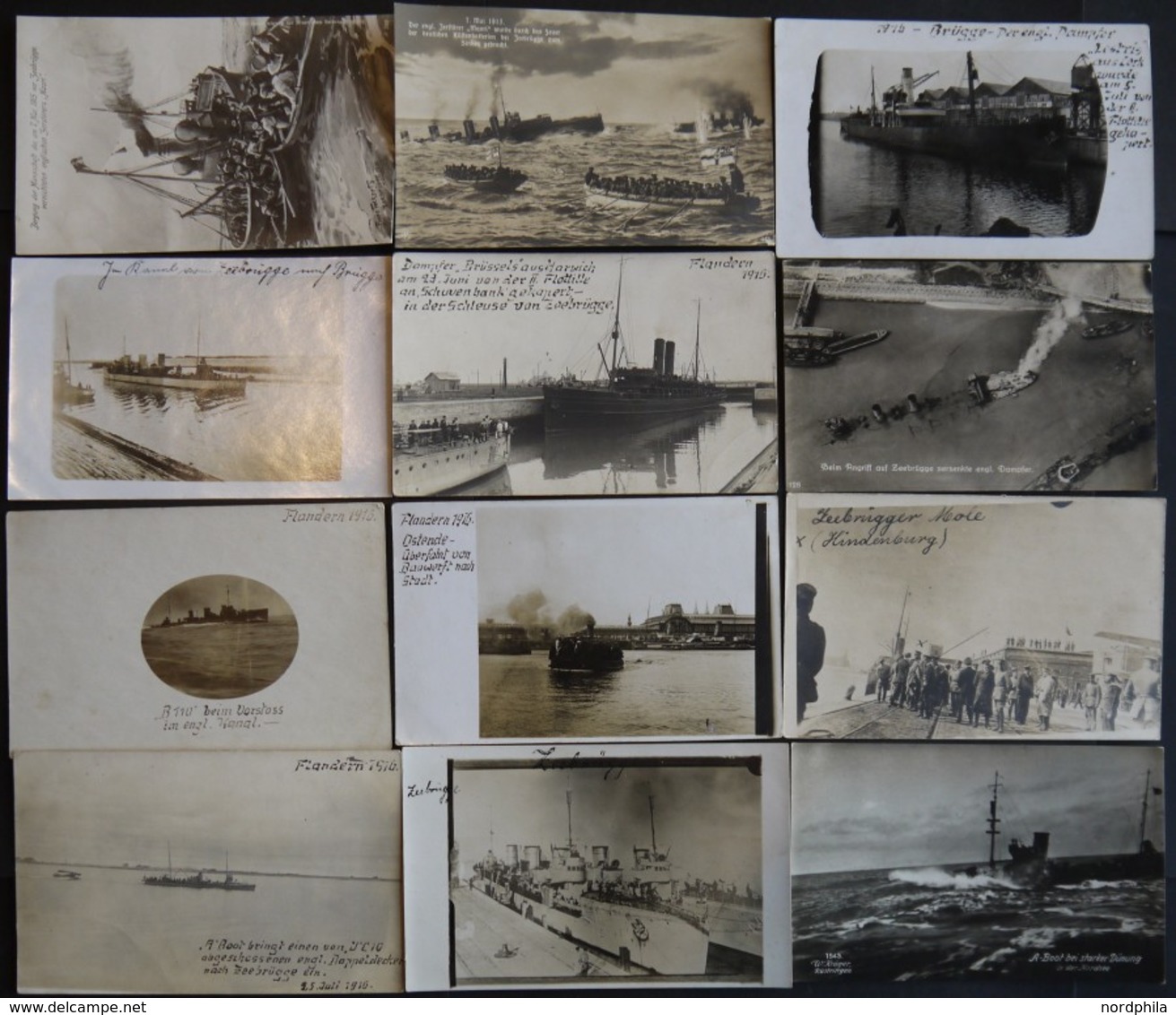 ALTE POSTKARTEN - SCHIFFE KAISERL. MARINE 1915/16, Marinekorps Flandern, 10 Verschiedene Fotokarten, Pracht - Warships