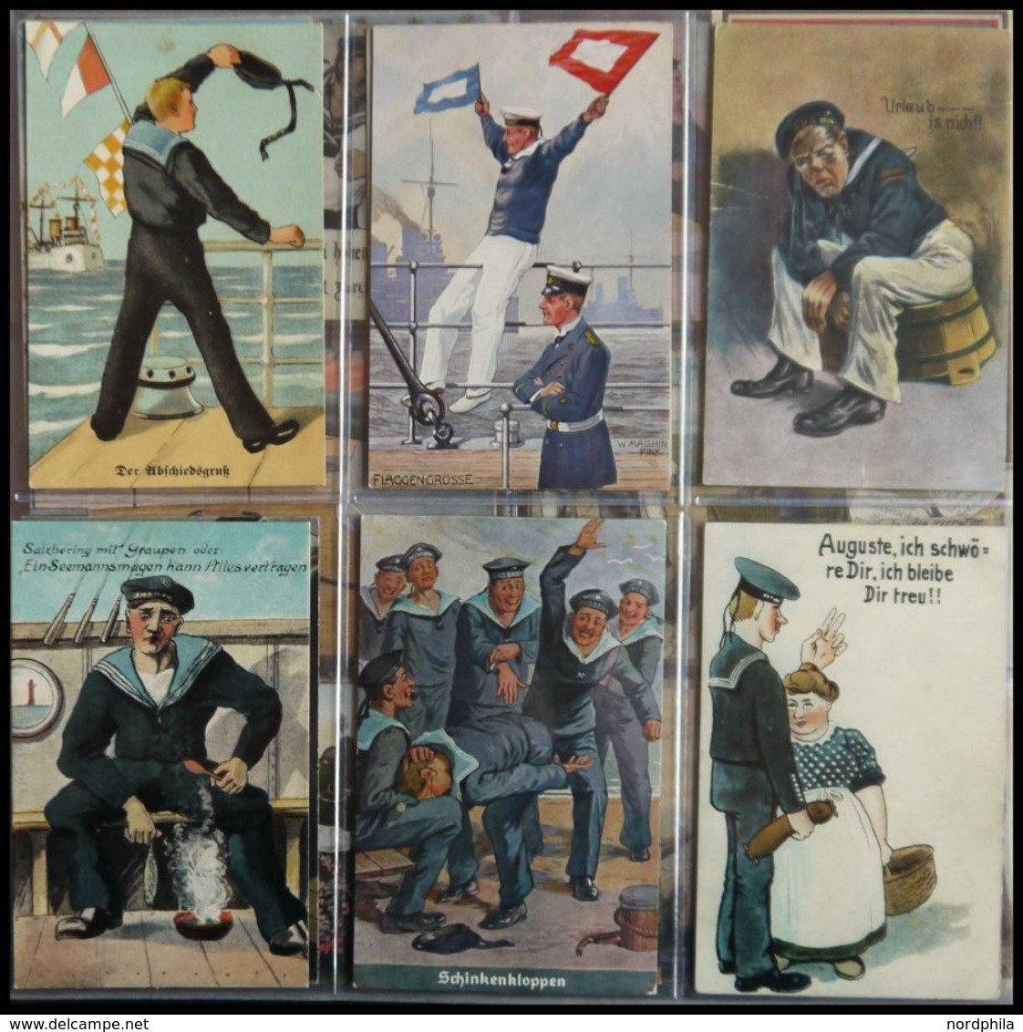 ALTE POSTKARTEN - SCHIFFE KAISERL. MARINE BIS 1918 Matrosenhumor, Interessante Sammlung Von 80 Meist Gebrauchten Karten  - Warships