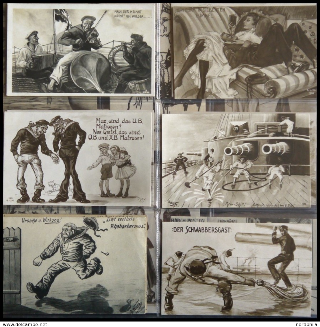 ALTE POSTKARTEN - SCHIFFE KAISERL. MARINE BIS 1918 Matrosenhumor, Interessante Sammlung Von 80 Meist Gebrauchten Karten  - Krieg