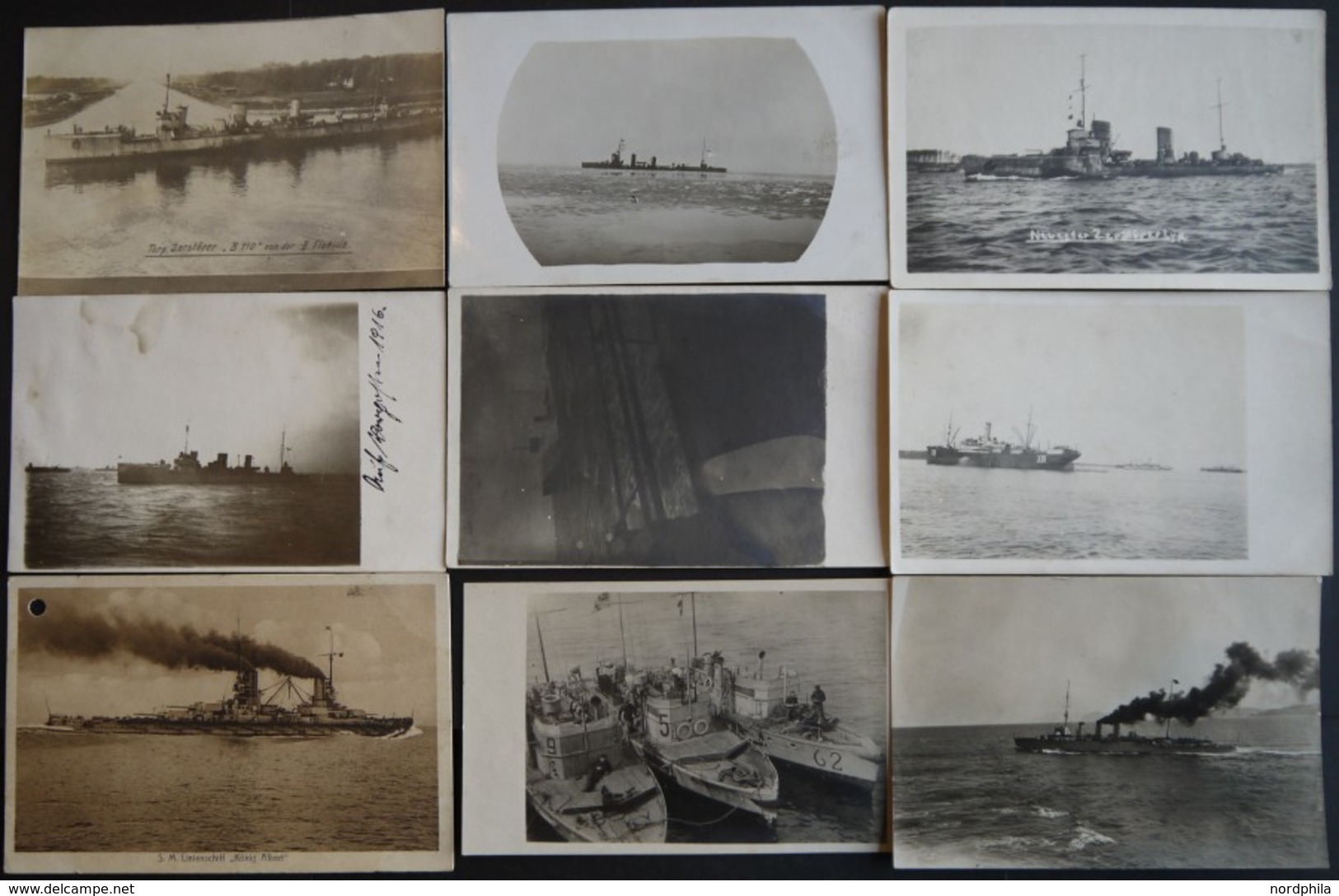 ALTE POSTKARTEN - SCHIFFE KAISERL. MARINE 1915-17, Marine Kriegsschiffe Auf See, 9 Verschiedene Fotokarten, Dabei: Torp. - Guerra