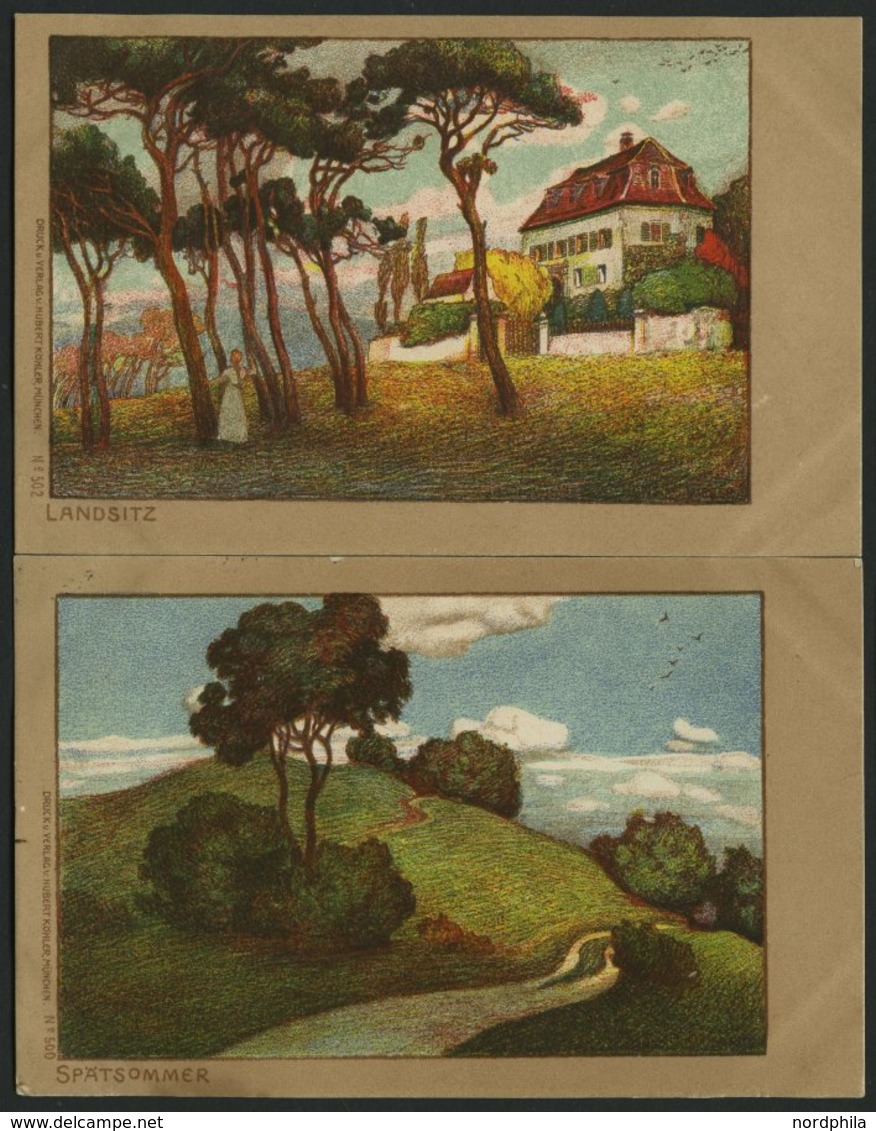 ALTE POSTKARTEN - VARIA JUGENDSTIL, 2 Verschiedene Karten Einer Serie Im Bauer-Verlag München Erschienen: Landsitz Und S - Otros & Sin Clasificación