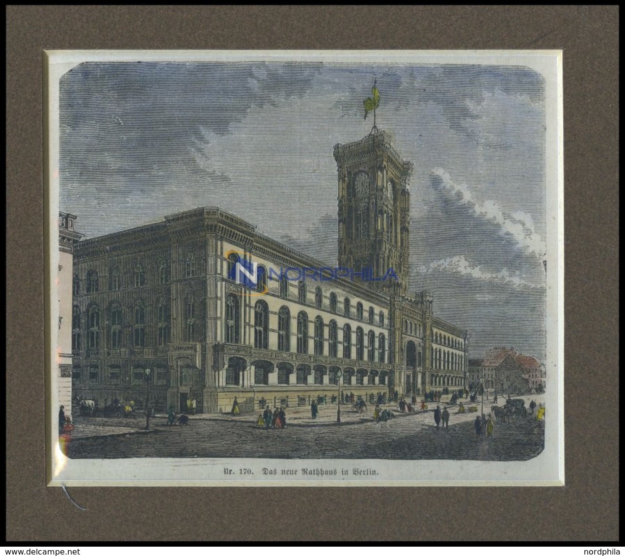 BERLIN: Das Neue Rathaus, Kolorierter Holzstich Um 1880 - Litografía