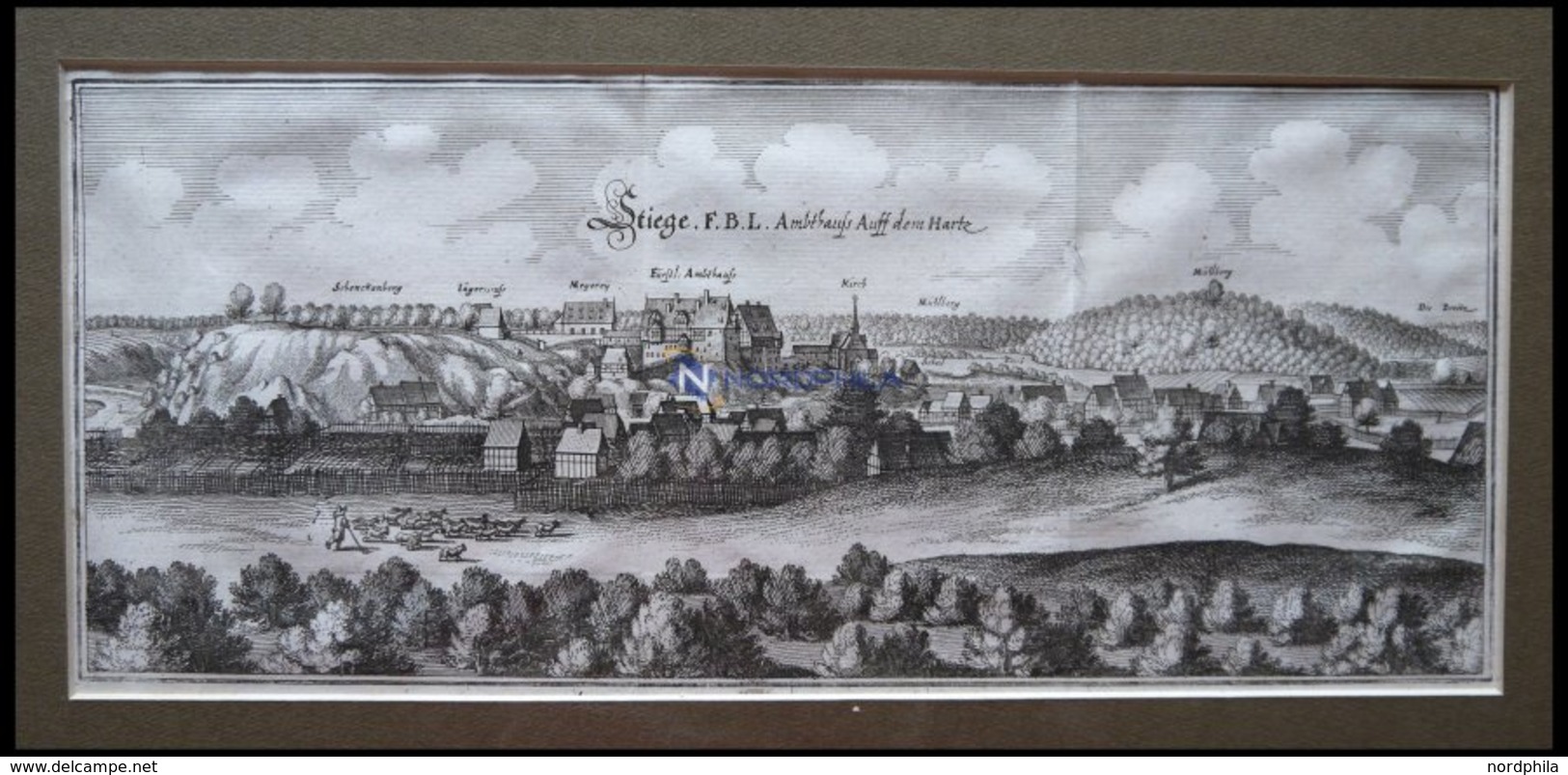 STIEGE, Gesamtansicht, Kupferstich Von Merian Um 1645 - Litografía