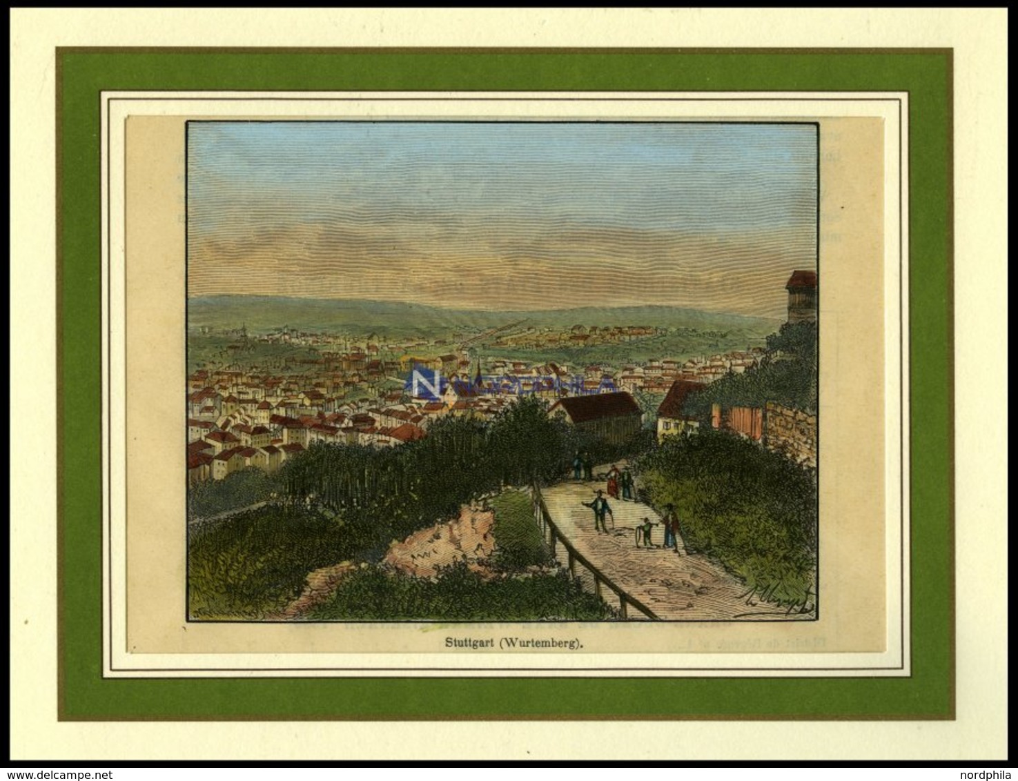 STUTTGART, Gesamtansicht, Kolorierter Holzstich Von Clerget Um 1880 - Litografía