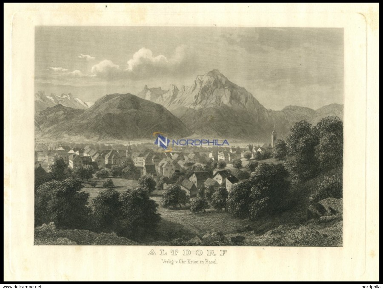 ALTDORF, Gesamtansicht, Stahlstich Um 1840 - Lithographies