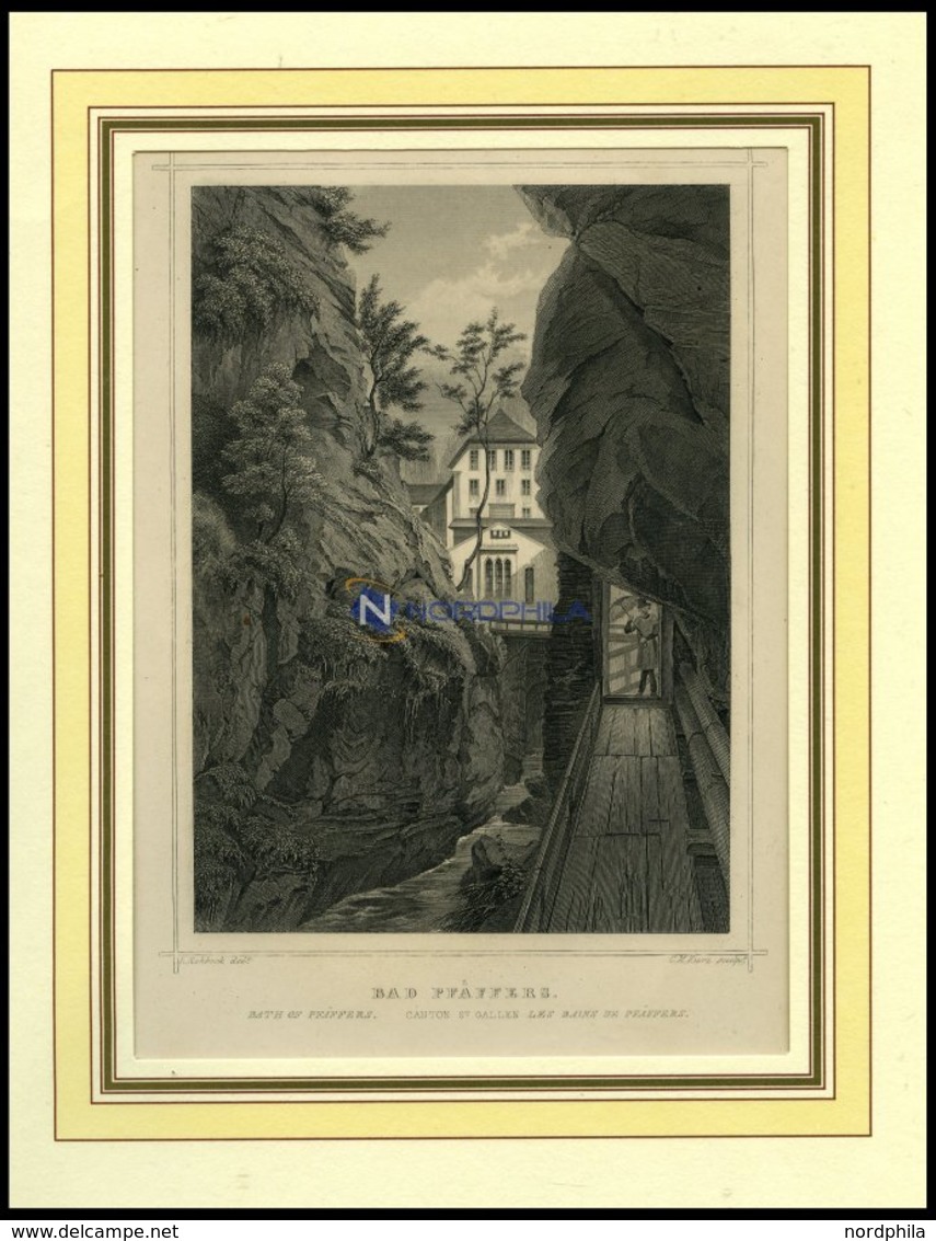 BAD PFÄFFERS/ST. GALLEN, Teilansicht, Stahlstich Von Rohbock/Kurz Um 1840 - Lithographies