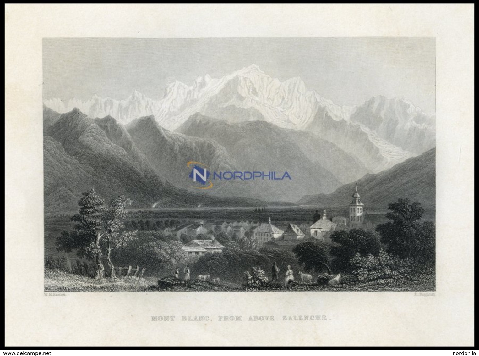 Der MONTBLANC Von Salenche Aus Stahlstich Von Bartlett/Benjamin, 1836 - Lithographies