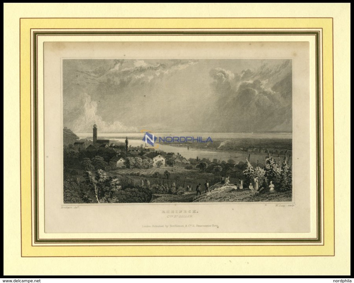 RHEINECK/KANTON ST. GALLEN, Gesamtansicht, Stahlstich Von Tombleson/Lacy Um 1840 - Lithographien
