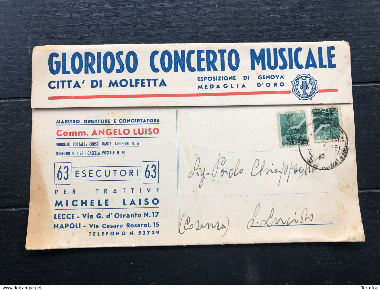 CITTA' DI MOLFETTA GLORIOSO CONCERTO MUSICALE MAESTRO DIRETTORE ANGELO LUISO  BANDA MUSICALE - Molfetta