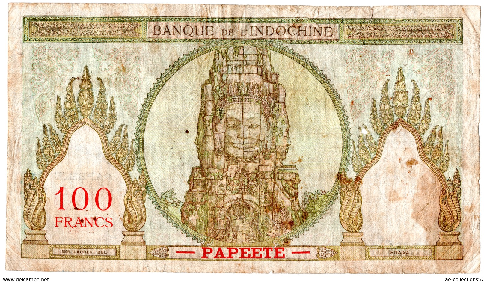 Indochine / Papeete  / 100 Francs / B+ - Indocina