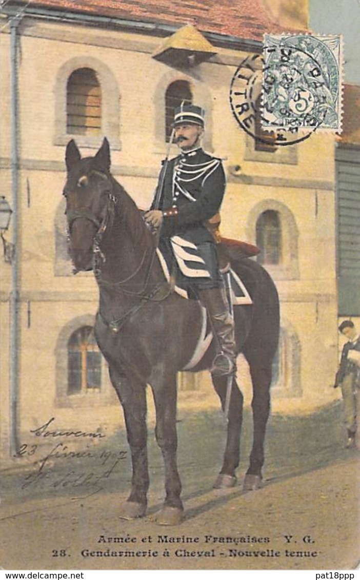 MILITARIAT - ARMEE Et MARINE FRANCAISE : Uniforme De La Gendarmerie à Cheval - Nouvelle Tenue - CPA Colorisée 1907- - Other & Unclassified