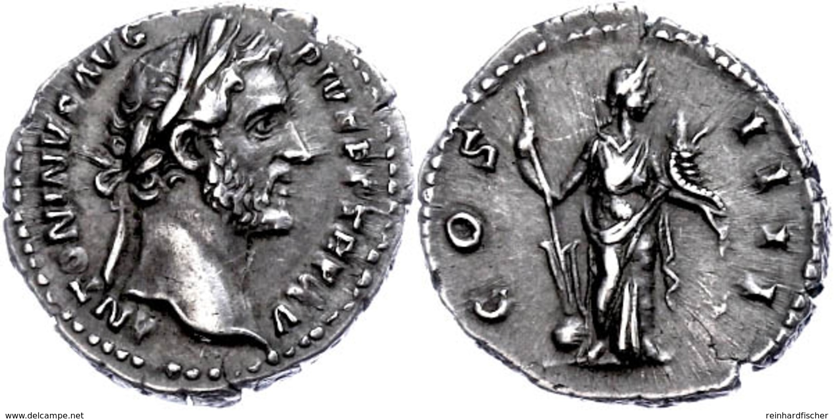 Antoninus Pius, 151-152, Dinar (3,45g), Rom. Av: Kopf Nach Rechts, Darum Umschrift. Rev: Stehende Fortuna Nach Rechts, D - Other & Unclassified