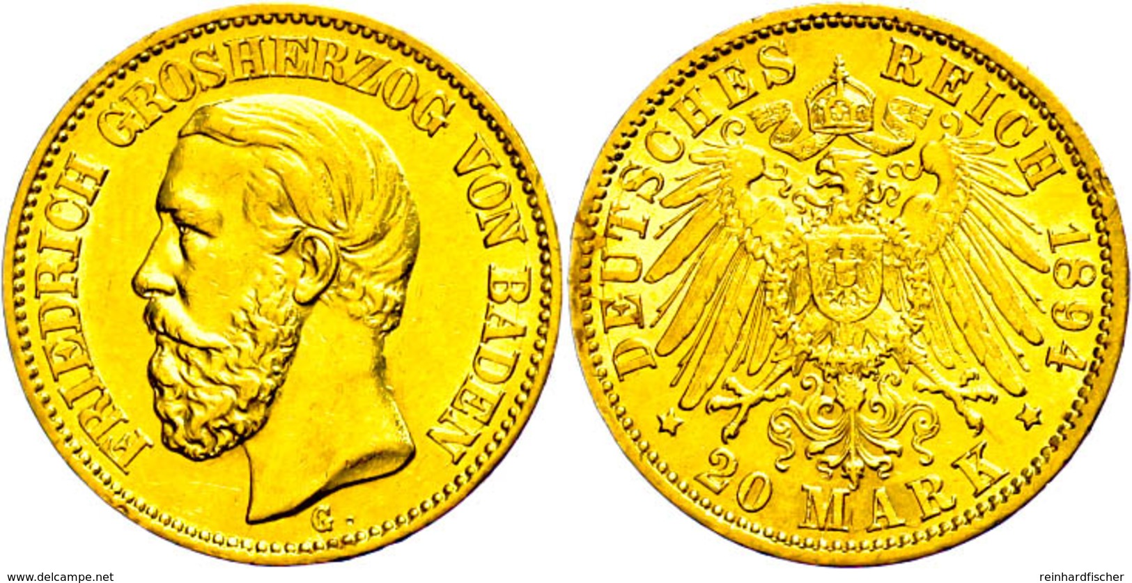 20 Mark, 1894, Friedrich I., Kl. Rf., Ss-vz., Katalog: J.189 Ss-vz - Other & Unclassified