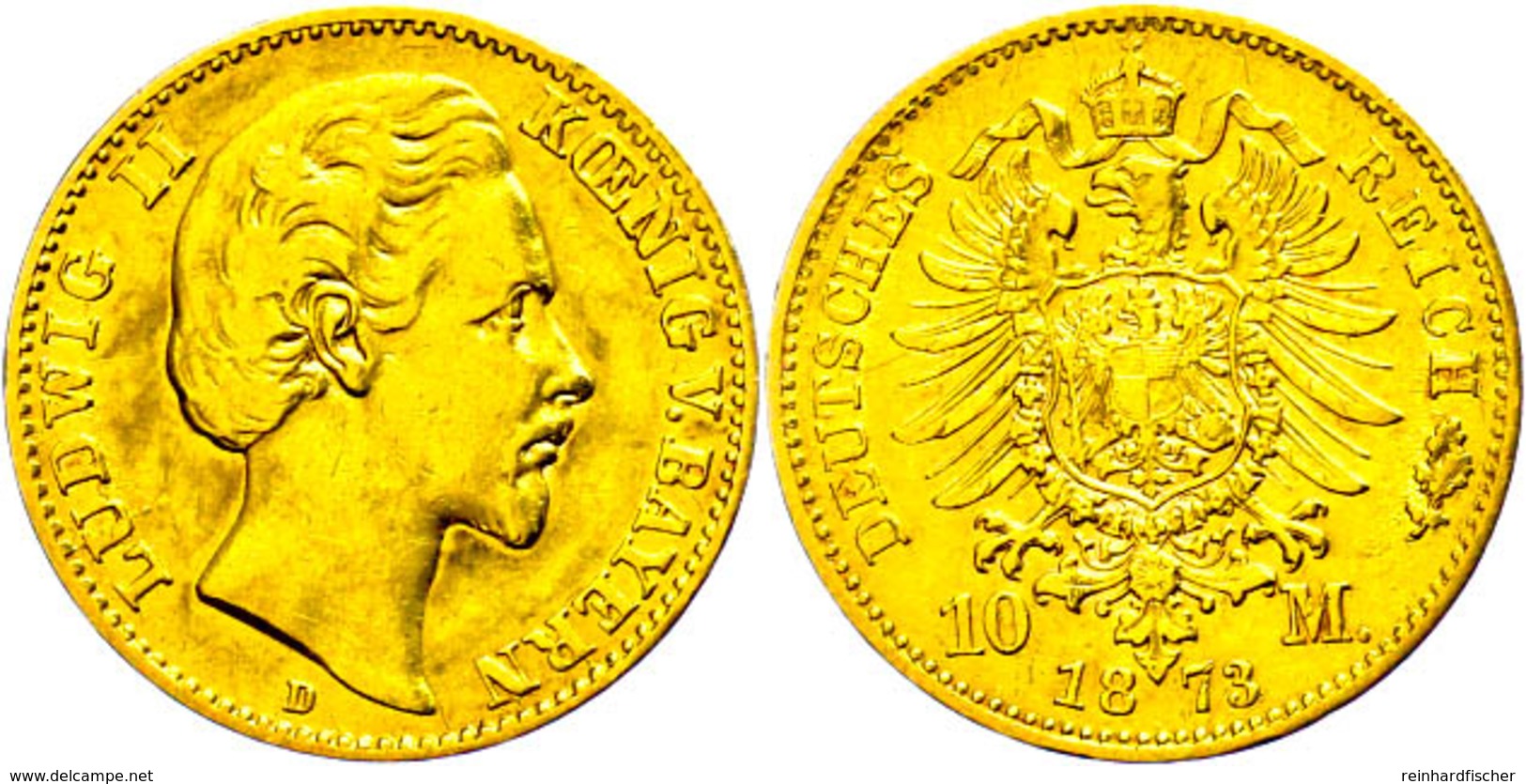 10 Mark, 1873, Ludwig II., Kl. Rf., Ss., Katalog: J.193 Ss - Andere & Zonder Classificatie