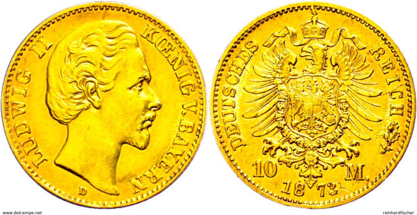 10 Mark, 1873, Ludwig II., Wz. Rf., Ss-vz., Katalog: J.193 Ss-vz - Andere & Zonder Classificatie
