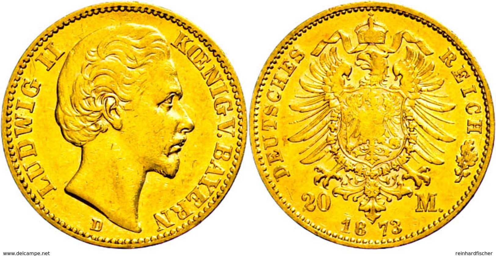 20 Mark, 1872, Ludwig II., Wz. Rf., Ss., Katalog: J.194 Ss - Andere & Zonder Classificatie