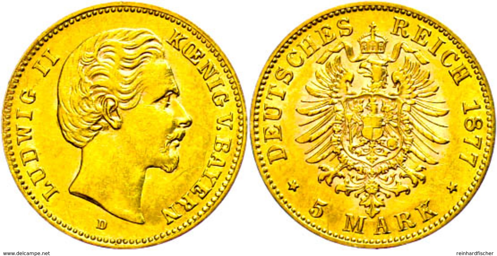 5 Mark, 1877, Ludwig II., Vz., Katalog: J.195 Vz - Andere & Zonder Classificatie