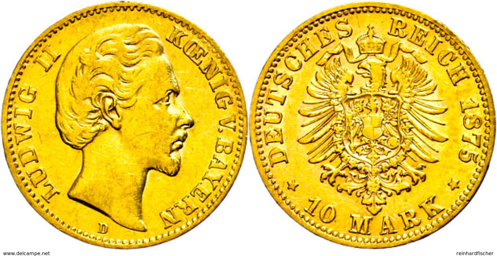 10 Mark, 1875, Ludwig II., Kl. Rf., Ss., Katalog: J.196 Ss - Andere & Zonder Classificatie