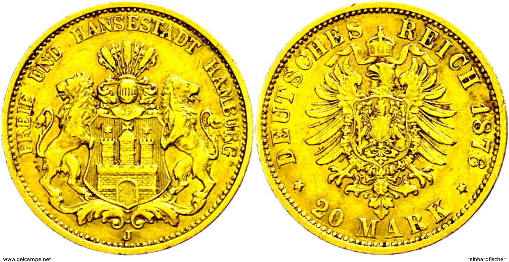 20 Mark, 1876, Kl. Rf., Ss., Katalog: J. 210 Ss - Sonstige & Ohne Zuordnung