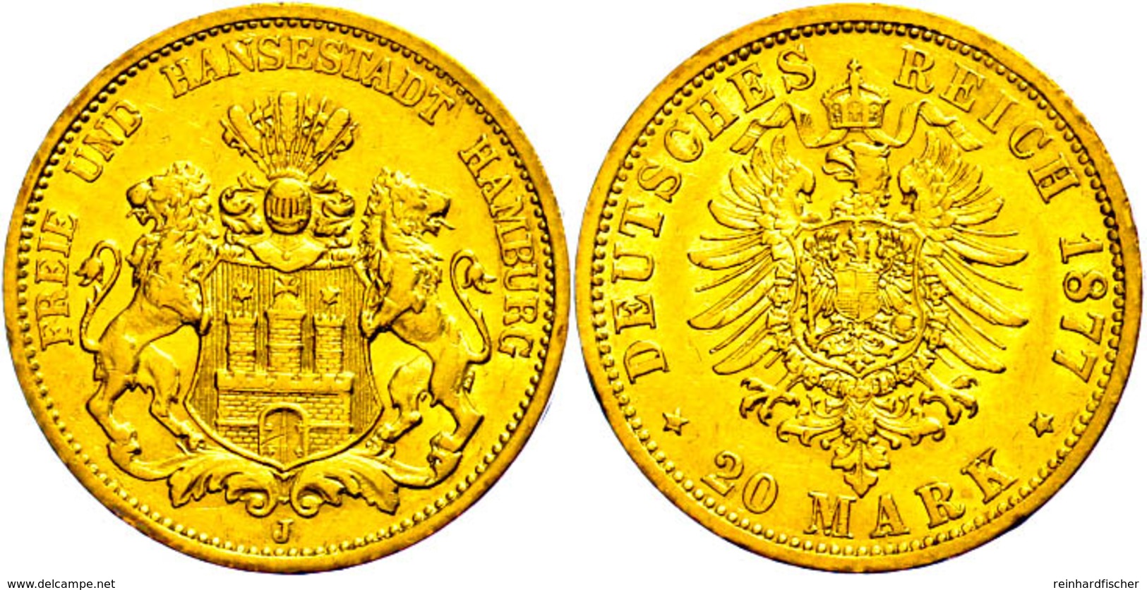 20 Mark, 1877, Kl. Rf., Ss., Katalog: J. 210 Ss - Sonstige & Ohne Zuordnung