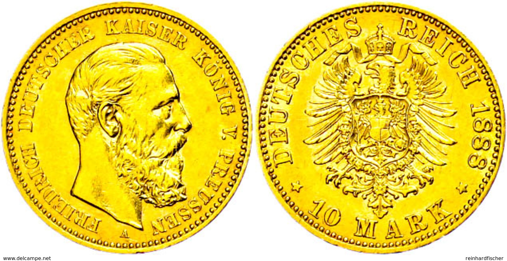10 Mark, 1888, Friedrich III., Vz., Katalog: J. 247 Vz - Other & Unclassified