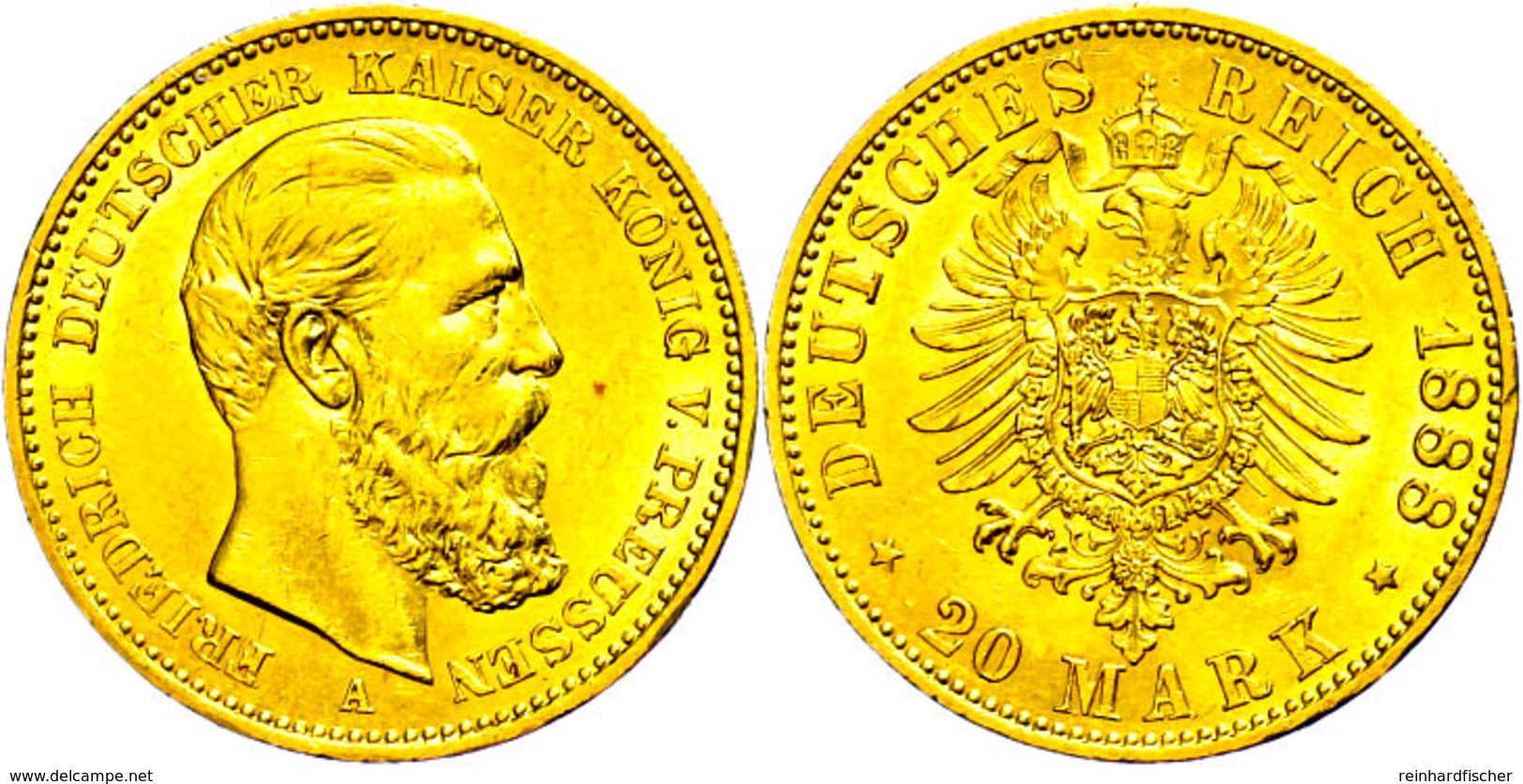 20 Mark, 1888, Friedrich III., Vz+., Katalog: J. 248 - Andere & Zonder Classificatie