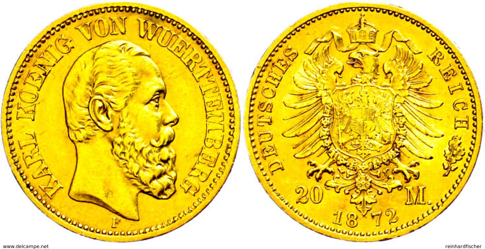 20 Mark, 1872, Karl, Wz. Rf., Ss-vz., Katalog: J. 290 Ss-vz - Andere & Zonder Classificatie