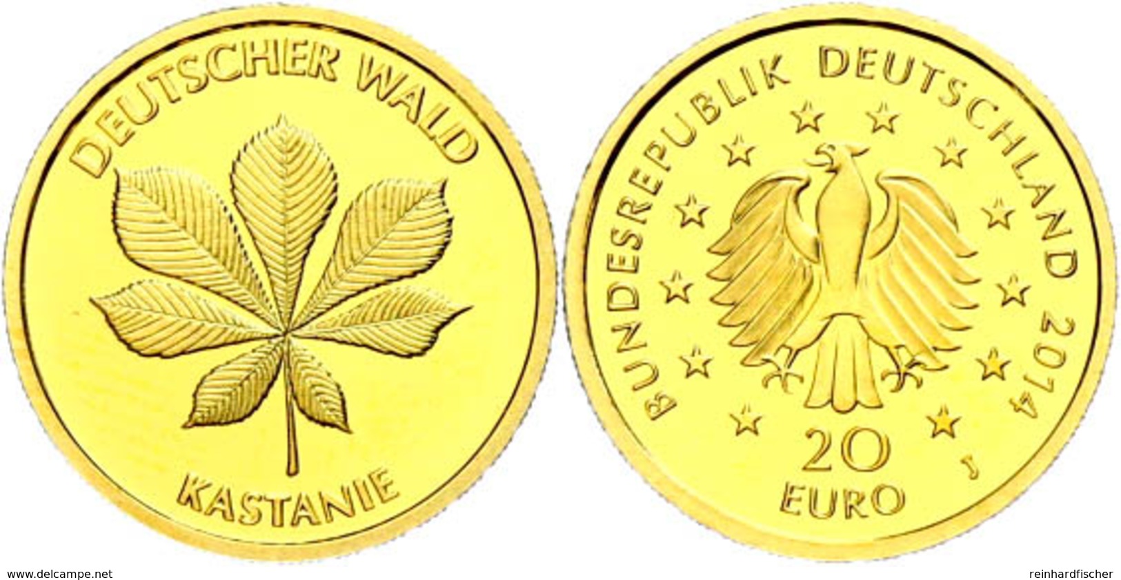 20 Euro, Gold, 2014, Deutscher Wald-Kastanie, Mzz J, In Kapsel Mit Zertifikat, St., Katalog: J. 589 St - Andere & Zonder Classificatie