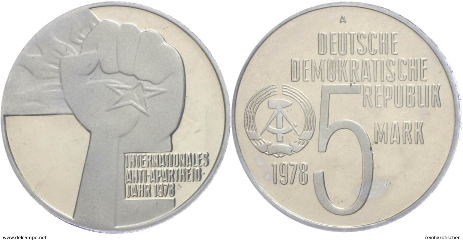 5 Mark, 1978, Anti Apartheid Jahr, In Hartplastik Verplombt, PP., Katalog: J. 1569 PP - Andere & Zonder Classificatie