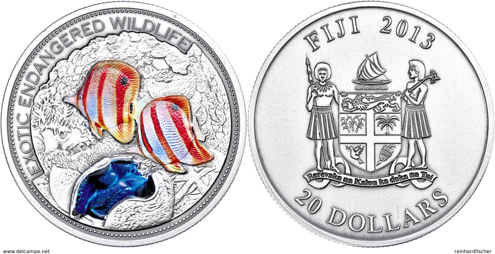 20 Dollars, 2013, Great Barrier Reef, 2 Unze Silber, Coloriert, Antik Finish, Etui Mit OVP Und Zertifikat, St. Auflage N - Fiji