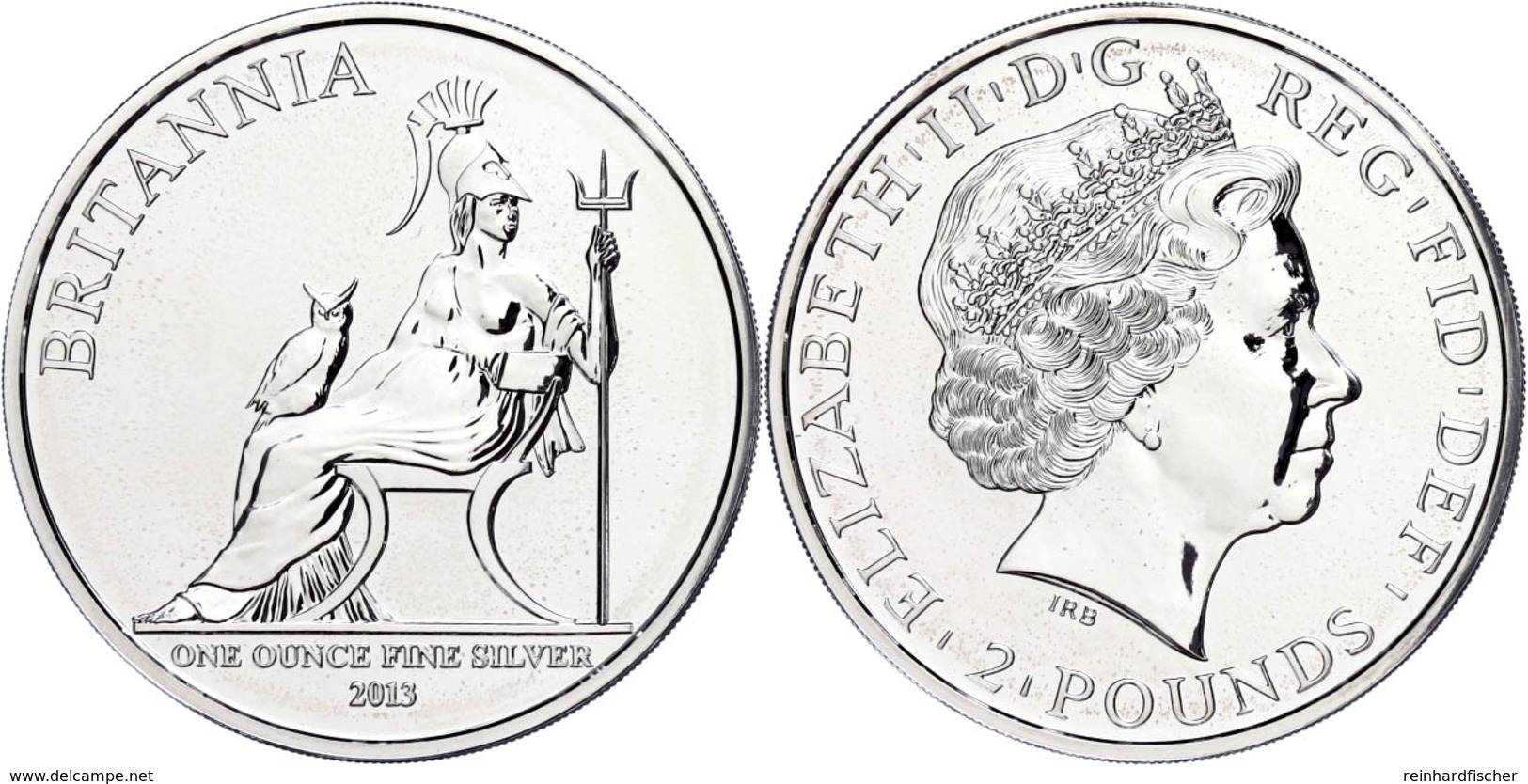 2 Pounds, 2013, Britannia, 1 Unze Silber, Etui Mit OVP Und Zertifikat, St. Auflage Nur 10.000 Stück.  St - Andere & Zonder Classificatie
