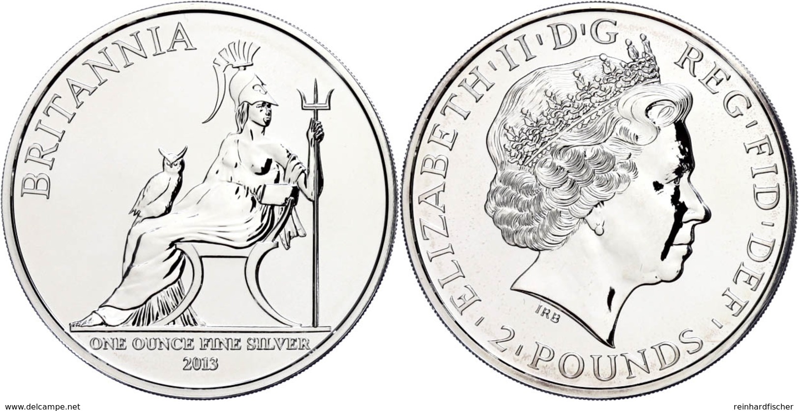 2 Pounds, 2013, Britannia, 1 Unze Silber, Etui Mit OVP Und Zertifikat, St.. Auflage Nur 10.000 Stück.  St - Andere & Zonder Classificatie