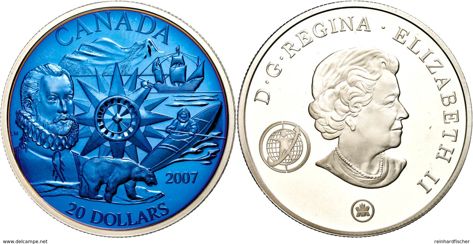20 Dollars, 2007, 4. Internationales Polarjahr 2007 - 2009 (blau Koloriert), KM 737.2, Schön 718.2, Im Etui Mit OVP Und  - Canada