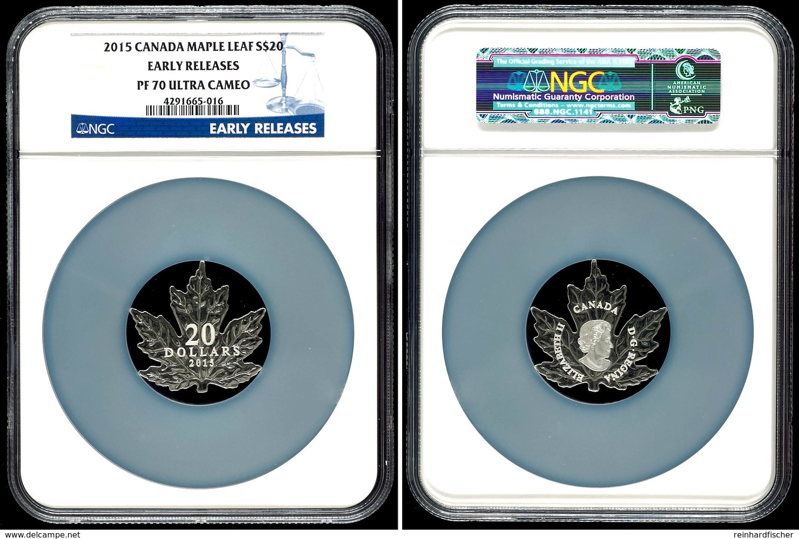20 Dollars, 2015, Maple Leaf, In Slab Der NGC Mit Der Bewertung PF70 Ultra Cameo, Colorized Early Release. - Canada