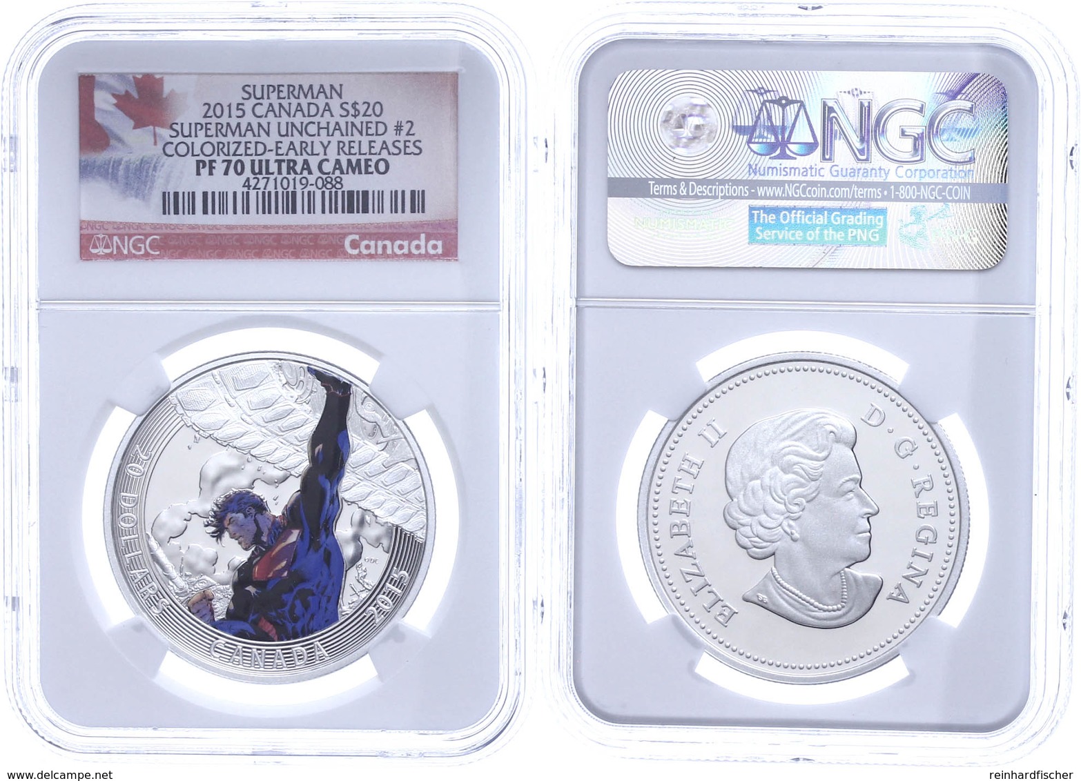 20 Dollars, 2015, Superman-Superman Unchained #2, In Slab Der NGC Mit Der Bewertung PF 70 Ultra Cameo, Colored Early Rel - Canada