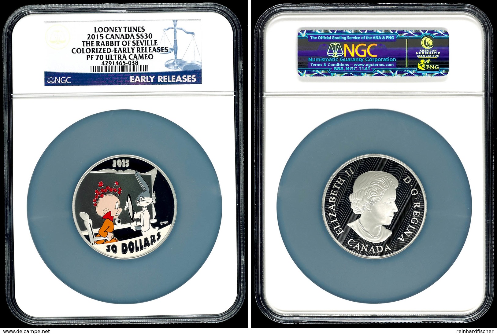 30 Dollars, 2015, Looney Tunes-The Rabbit Of Seville, In Slab Der NGC Mit Der Bewertung PF70 Ultra Cameo, Colorized Earl - Canada