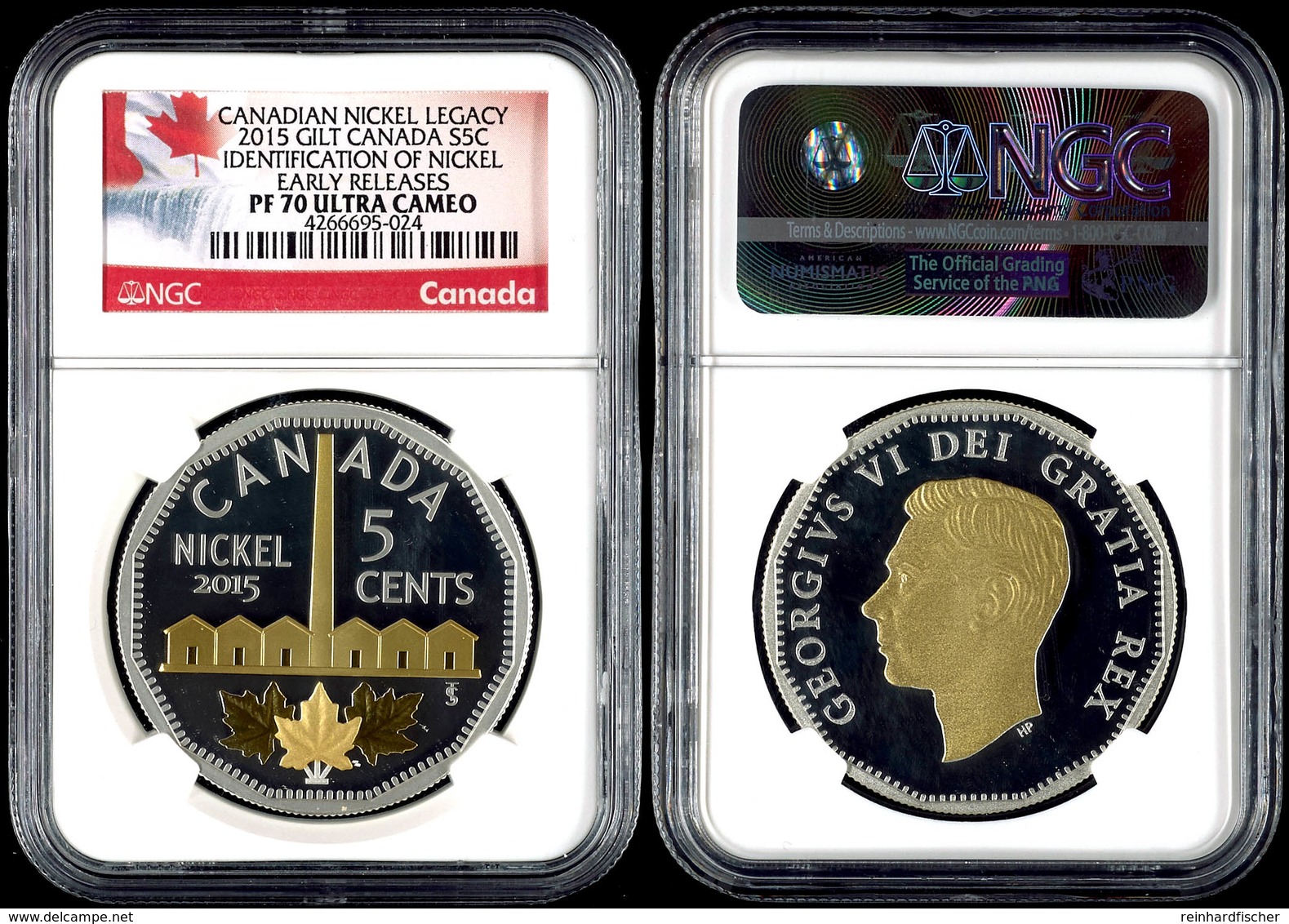 5 Cents, 2015, Canadian Nickel Legacy, In Slab Der NGC Mit Der Bewertung PF70 Ultra Cameo, Early Releases, Flag Label. - Canada