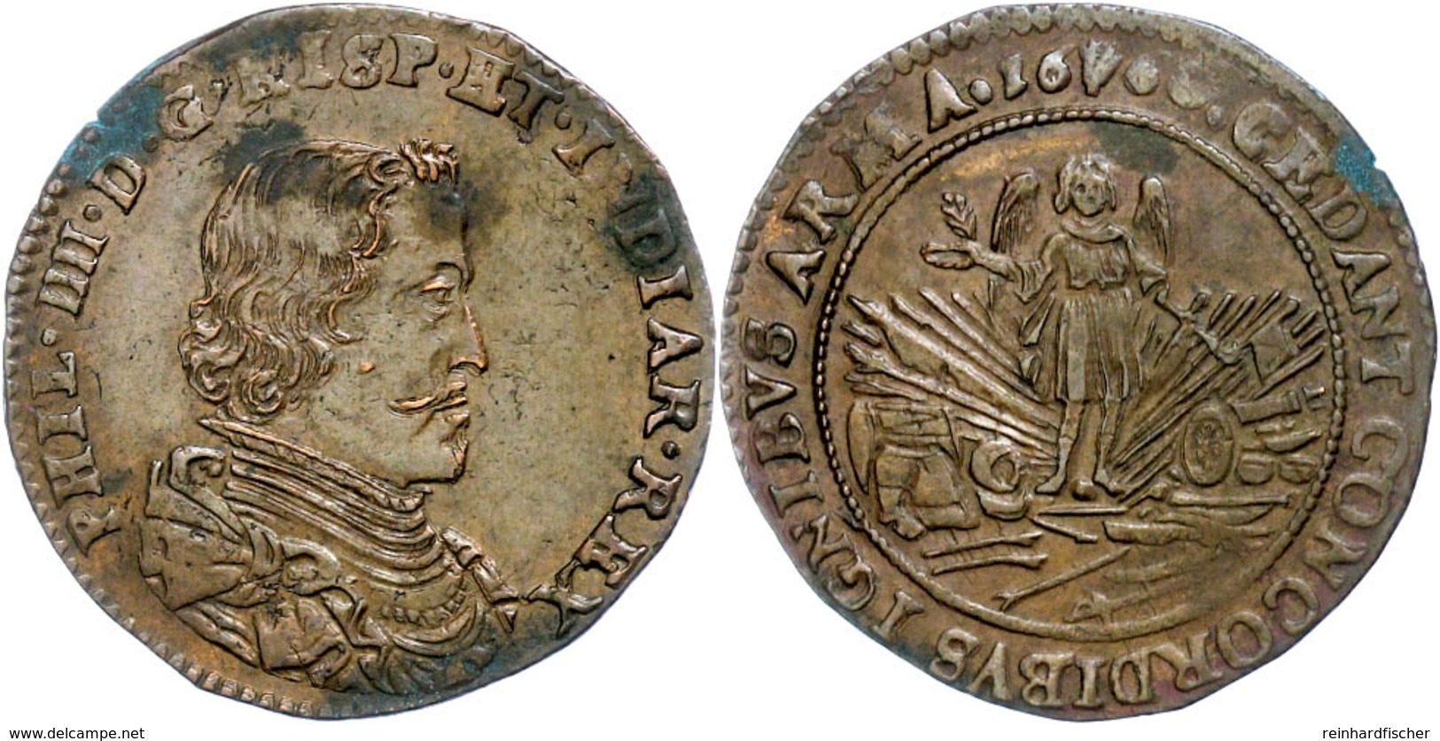 Jeton, Kupfer, 1660, Philipp IV., Dugn. 4160, Ss-vz.  Ss-vz - Andere & Zonder Classificatie