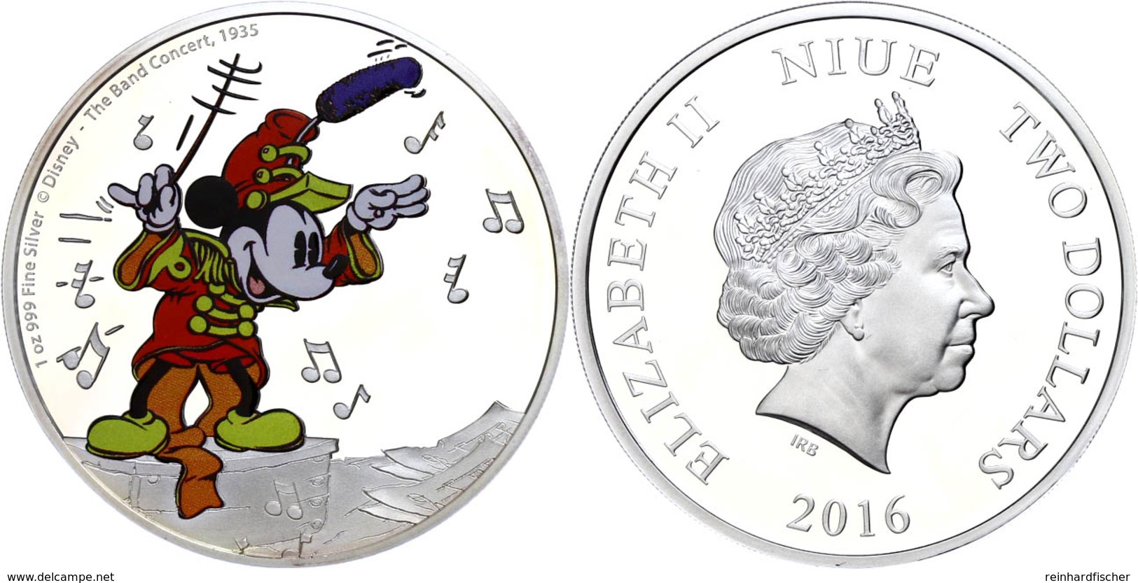 2 Dollars, 2016, Disney - Band Konzert, 1 Unze Silber, Etui Mit OVP Und Zertifikat, PP. Auflage Nur 10.000 Stück.  PP - Niue